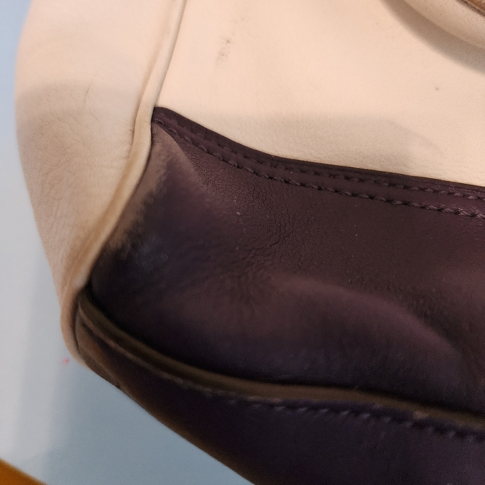 Used Coach tan, purple and yellow handbag - Picture 14 of 16